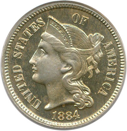image for: 1884 3cN PCGS/CAC Proof 65 Cameo