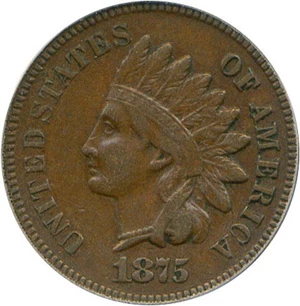 image for: 1875 1c PCGS/CAC XF40