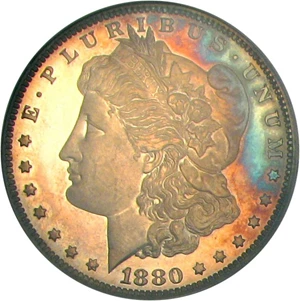 image for: 1880 $1 PCGS Proof 64 Cameo * Color *