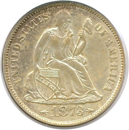 image for: 1873-S 10c PCGS AU55 (Arrows)