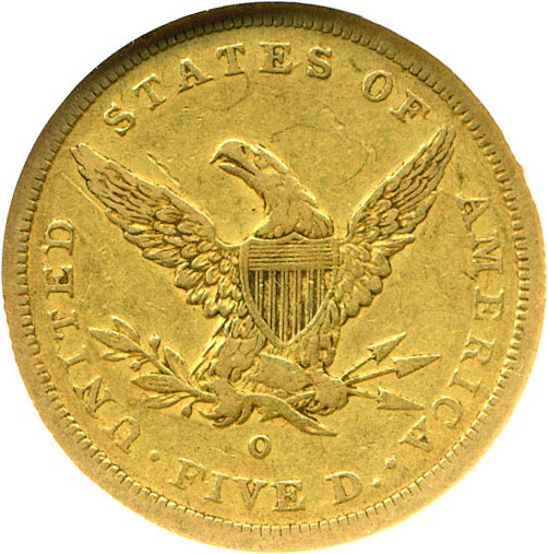 image for: 1843-O $5 NGC/CAC XF40  (Small Letters)