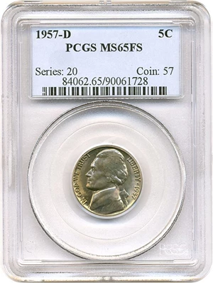 image for: 1957-D 5c PCGS MS65 FS