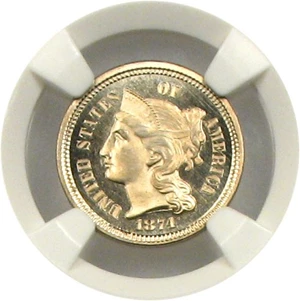 image for: 1874 3cN NGC/CAC Proof 66 Cameo