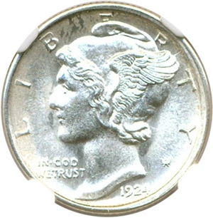image for: 1924-D 10c NGC MS65 FB