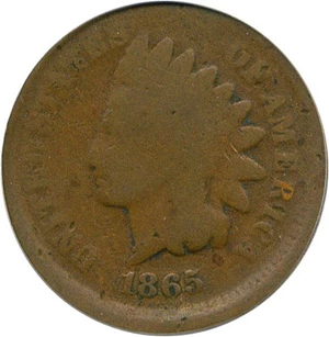 image for: Mint Error: 1865 1c PCGS Good-4 (Broadstruck Out of Collar)