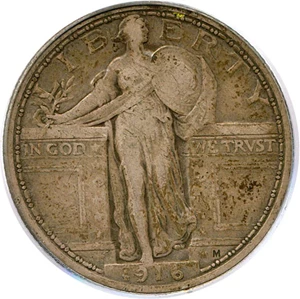 image for: 1916 Standing 25c PCGS VF25