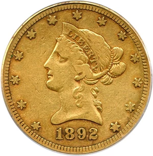 image for: 1892-CC $10 PCGS/CAC VF25