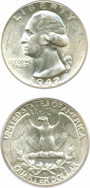 image for: 1942-D 25c PCGS MS64 (Doubled Die Obverse)