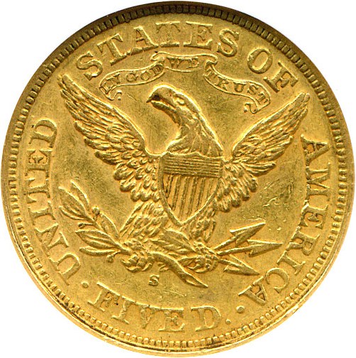 image for: 1872-S $5 NGC AU55