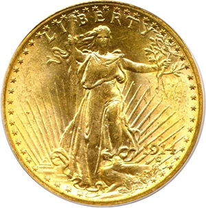 image for: 1914-S $20 PCGS MS65