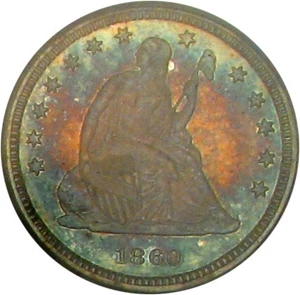 image for: 1860 25c PCGS/CAC Proof 64 * Color *
