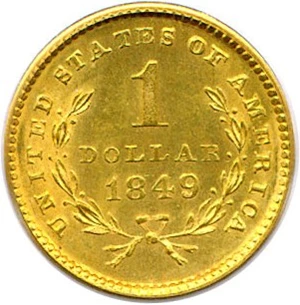 image for: 1849 G$1 PCGS MS64 (No L)