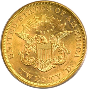 image for: 1855 $20 PCGS AU58