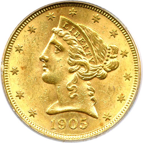 image for: 1905-S $5 PCGS MS62