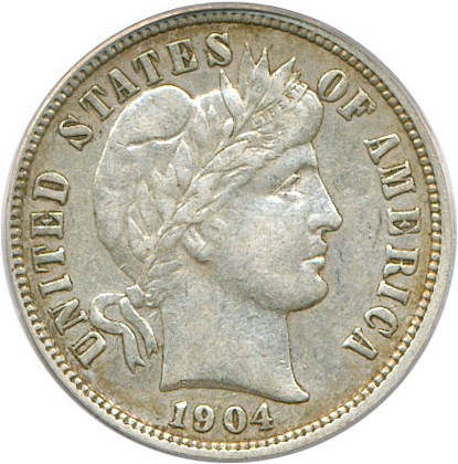 image for: 1904-S 10c PCGS/CAC XF45