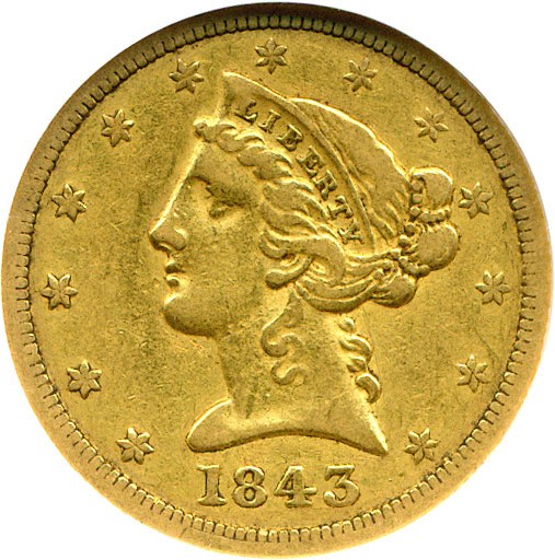 image for: 1843-O $5 NGC/CAC XF40  (Small Letters)