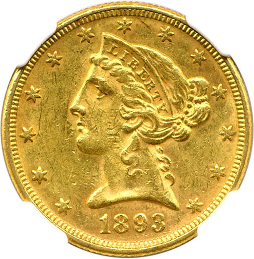 image for: 1893-O $5 NGC MS61
