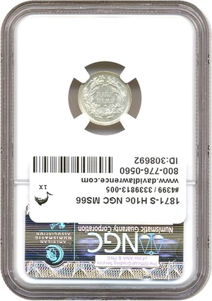image for: 1871-S H10c NGC MS66