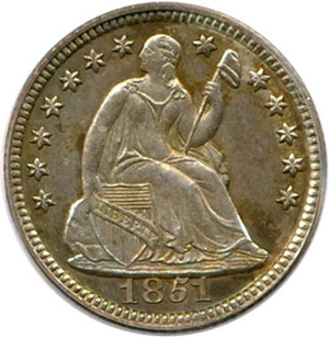 image for: 1851 H10c PCGS MS65 * Color *