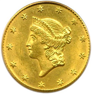 image for: 1849 G$1 PCGS MS64 (No L)