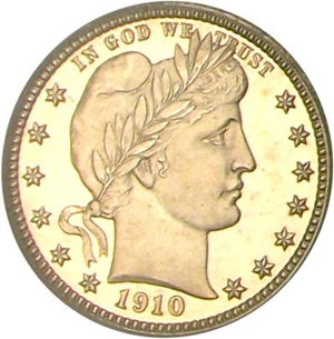 image for: 1910 25c PCGS Proof 64 Cameo