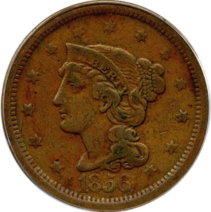 image for: 1856 1c PCGS/CAC VF20 (Slanted 5)