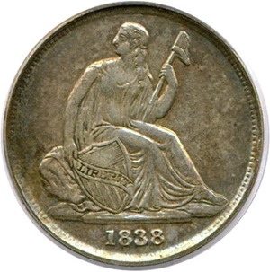 image for: 1838-O 10c PCGS/CAC XF45 (No Stars) * Color *