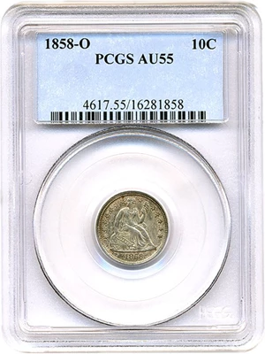 image for: 1858-O 10c PCGS AU55
