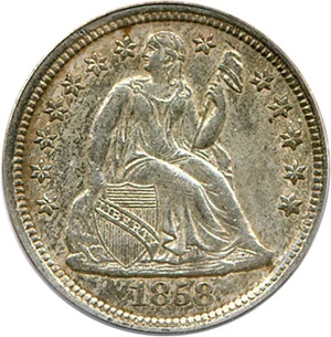 image for: 1858-O 10c PCGS AU55