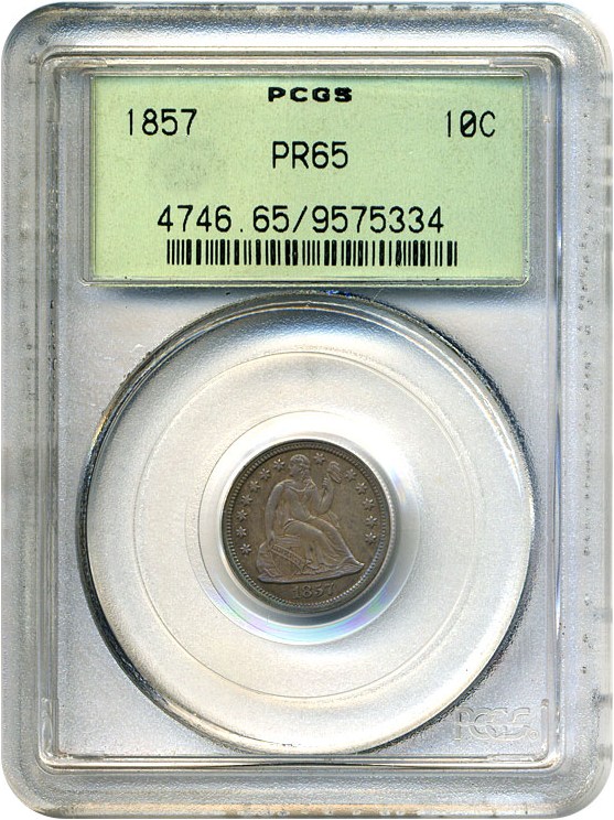 image for: 1857 10c PCGS Proof 65  OGH
