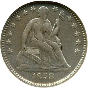 image for: 1858 H10c DGS XF40 (Inverted Date, Cleaned and Retoned)