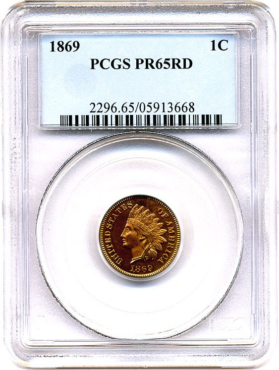 image for: 1869 1c PCGS Proof 65 RD