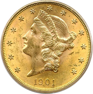 image for: 1901 $20 PCGS MS64