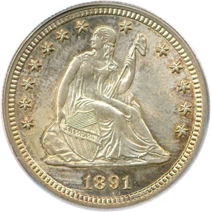 image for: 1891-S 25c PCGS/CAC MS65
