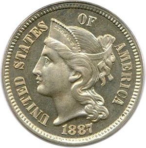 image for: 1887/6 3cN PCGS/CAC Proof 66 (Strong Overdate)