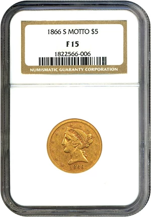 image for: 1866-S $5 NGC F15 (Motto)
