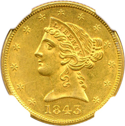image for: 1843 $5 NGC MS61