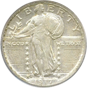 image for: 1917-D Type 2 25c PCGS AU55