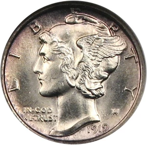image for: 1919-D 10c NGC MS65 FB