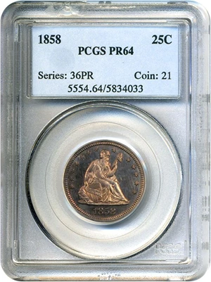 image for: 1858 25c PCGS Proof 64