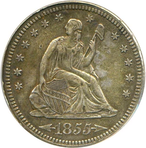 image for: 1855 Arrows 25c PCGS XF45