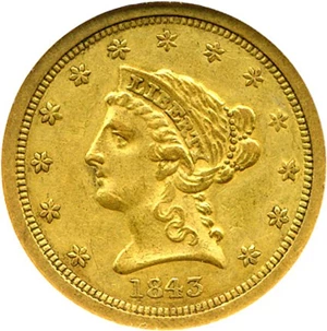 image for: 1843-O $2 1/2 DGS XF45 (Lightly Cleaned)