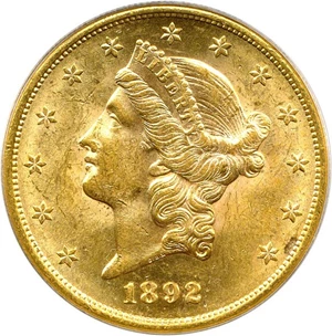 image for: 1892-S $20 PCGS/CAC AU58