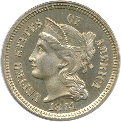 image for: 1874 3cN PCGS/CAC Proof 65
