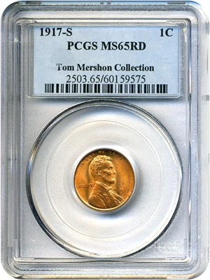 image for: 1917-S 1c PCGS MS65 RD ex: Tom Mershon Collection