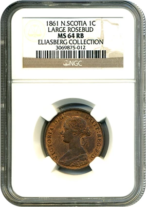image for: Nova Scotia: 1861 1c NGC MS64 RB (Large Bud)