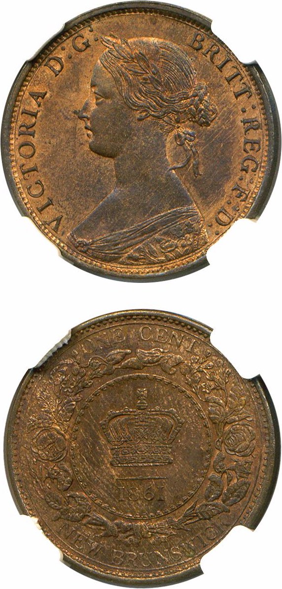 image for: Nova Scotia: 1861 1c NGC MS64 RB (Large Bud)