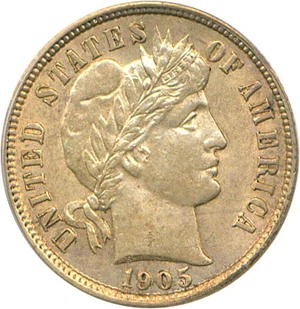 image for: 1905-O 10c PCGS AU55
