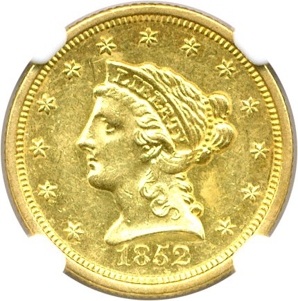 image for: 1852-O $2 1/2 NGC AU58