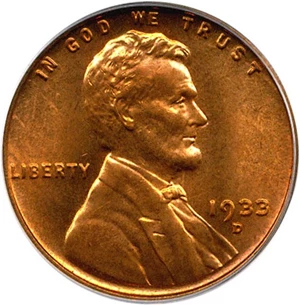 image for: 1933-D 1c PCGS MS67 RD